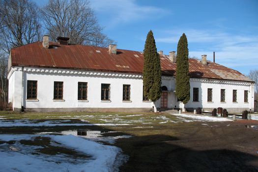 Old hotel on spring in Latvia