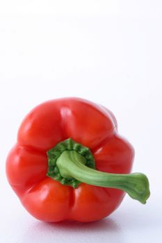 Closeup of a red bell pepper isolated on white background
