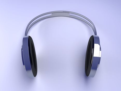 3D rendered Illustration. Chrome / Silver Headphones.