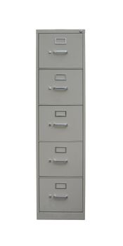 Traditional filing cabinet with clipping path isolated on white - label slots are blank