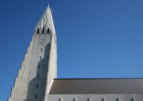 Hallgrimskirkja church is a prominent landmark in Reykjavik Capital of Iceland