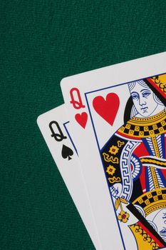 Pocket queens - good starting hand in Texas Holdem poker