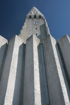 Hallgrinskirkja Church is a prominent landmark in Reykjavik capital of Iceland