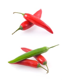 Bunch of chili peppers isolated on a white background.