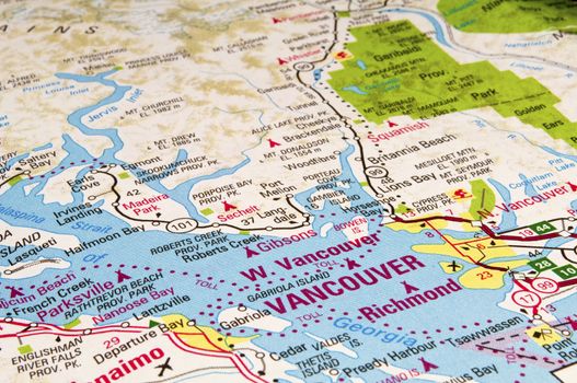 Color map of Vancouver, British Columbia, Canada.