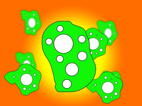 A illustrated image of what could be a bacteria or a virus.