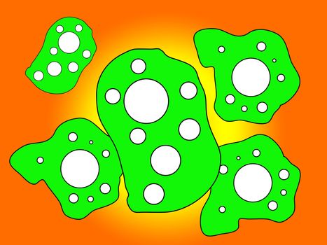 A illustrated image of what could be a bacteria or a virus.
