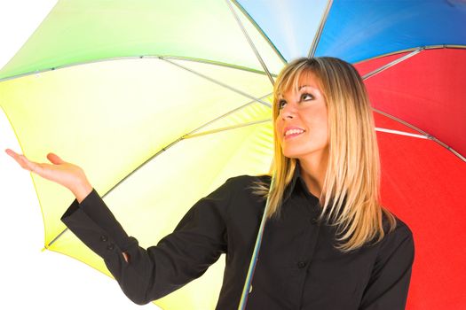 young girl with umbrella in colors