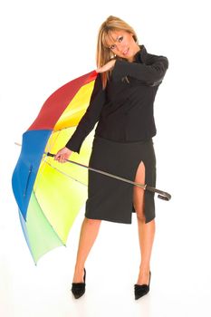young girl with umbrella in colors 