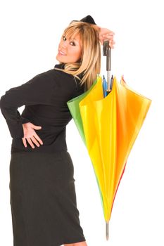 young girl with umbrella in colors