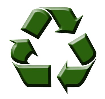 Green symbol for recycling on the white background