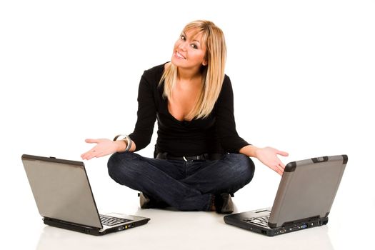 beautiful young woman with notebooks