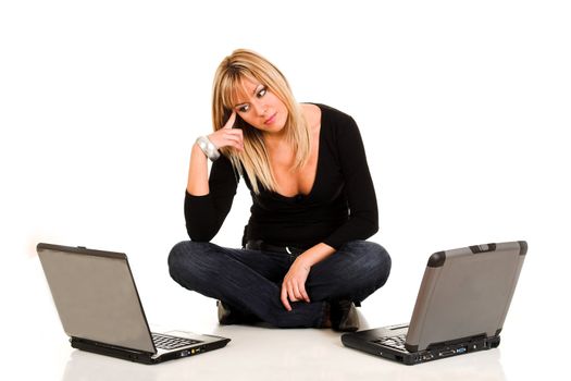 beautiful young woman with notebooks