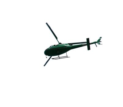 Helicopter isolated on a white background, flying.