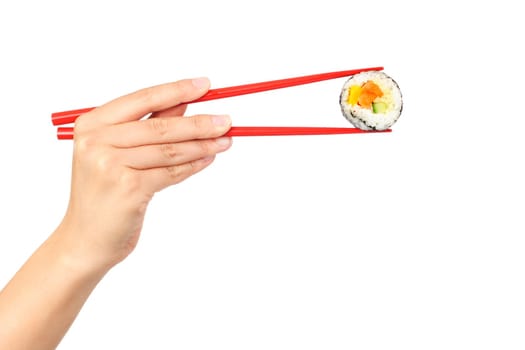 Sushi. Salmon maki sushi isolated on white background.