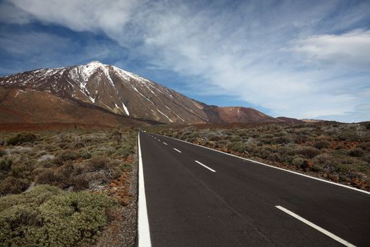 Open Road on Tenerife. The open road to leading to the Volcano Teide on Tenerife.