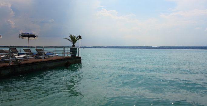 View on Garda lake with promenade