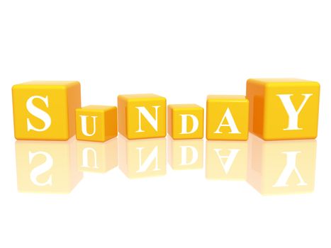 3d yellow cubes with letters makes sunday