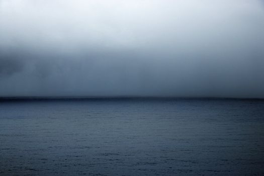 Horizon of cloudy sky over the Pacific Ocean in Maui, Hawaii, USA.