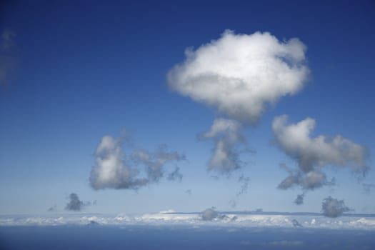 Blue sky and clouds over Maui, Hawaii, USA.