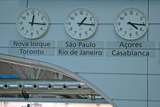 clock details in airport of oporto
