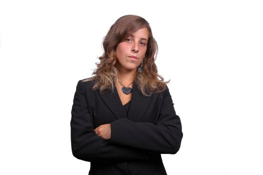 serious young teenager with blond hair