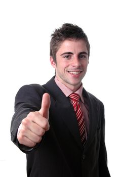 young businessman thumb up