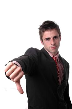 young businessman thumb down