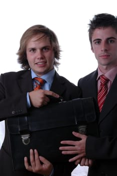 two businessman with briefcase