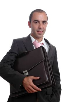 young businessman holding a folder