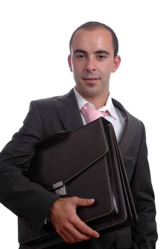 young businessman holding one folder