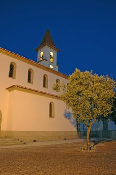 church on a winter night