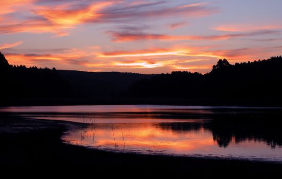 Beautiful sunset in the lake