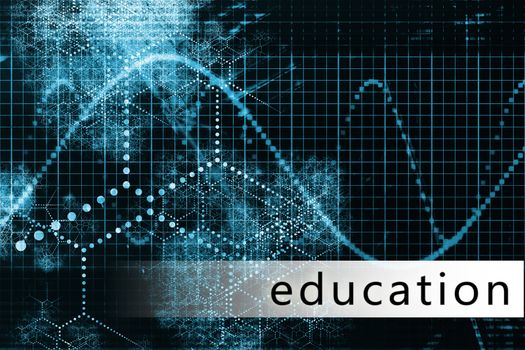 Education in a Blue Data Background Illustration