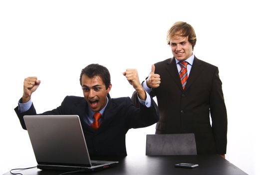 business men at officce over white background