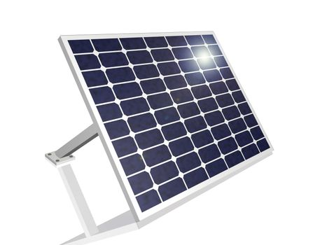 3D solar panel with sun's reflection.