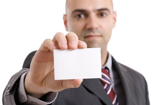 business man showing his business card