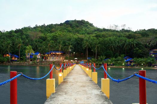 a pier leading to resort in Palawan Philippines
