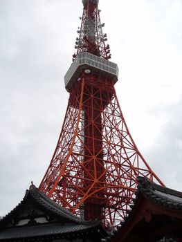 iconic red landmark 'tv tower' in tokyo, japan