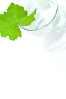 Glass of water on white background.