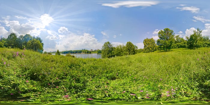 Hight resolution panoramic image of a bright summer day