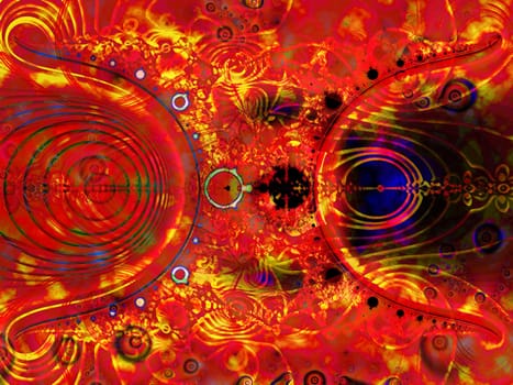 Bright Red Flame Effect Psychadelic Fractal Background Design