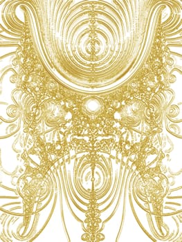 Gold Plated Science Fiction Style Fractal Design Illustration Pattern