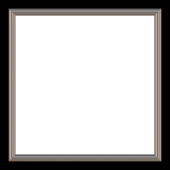 Silver and black square photo frame and white copyspace.