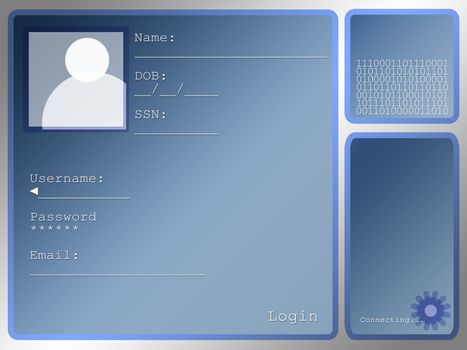 Large Blue Login Screen Layout With Portrait Box