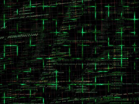 Green Abstract Programming Code Background Pattern With Grid