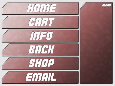 Red Futuristic Website Navigation Stone Buttons Home Cart Infor Back Shop Email