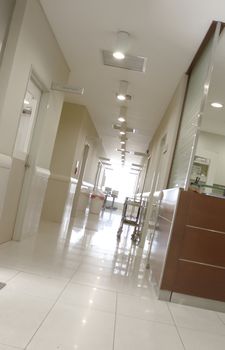 A modern hospital corridor 