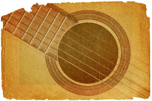 Image of the background with acoustic guitar in grunge style