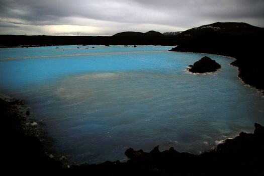 blue lagoon spa waters in winter, Iceland